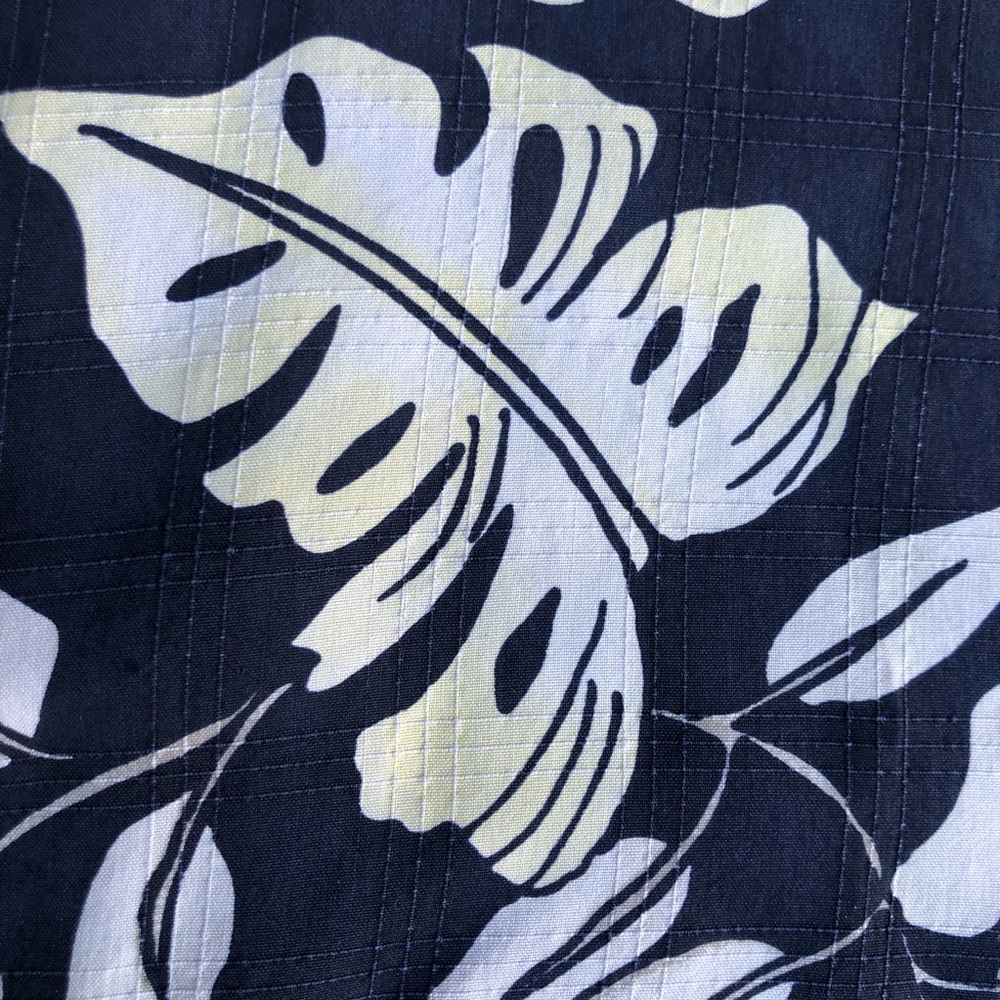 Cotton Reel 100% Silk Tropical Rain Forest Plant Button Down Navy Men Shirt 3XL - Picture 9 of 10